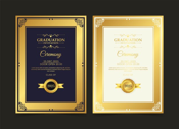 ベクトル 装飾付きの優雅な卒業式の招待状のテンプレート