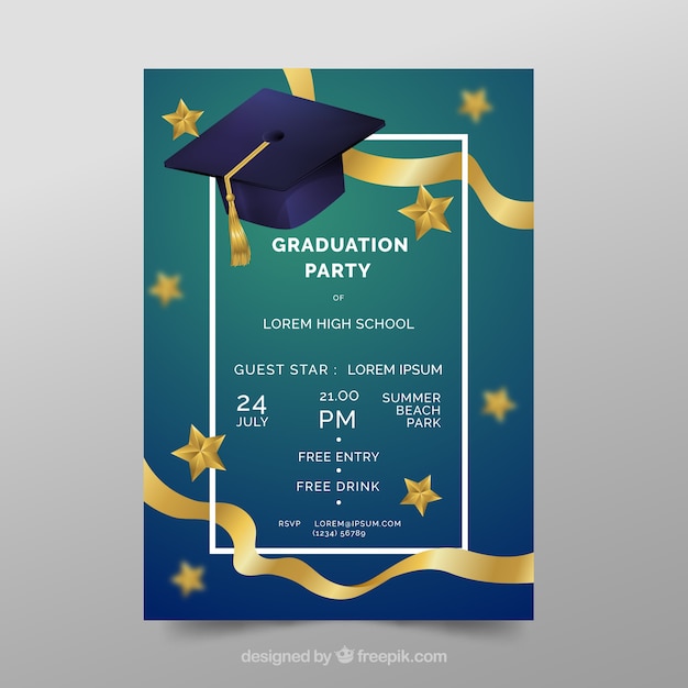 Elegant graduation party invitation with realistic design