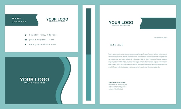 Elegant green business card and letterhead design