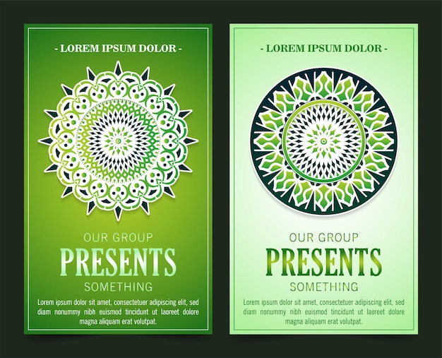 Elegant green mandala business card