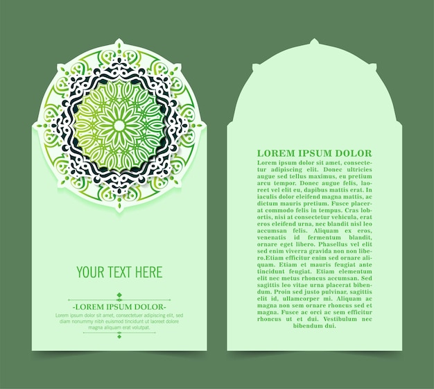 Elegant green mandala business card