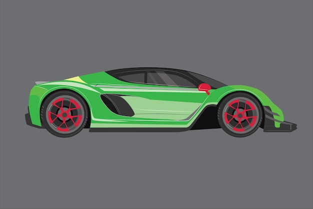 Vettore elegante verde premium di lusso di alta classe realistica auto sportiva auto modello stile elettrico energia urbana