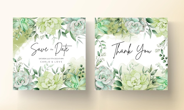 Vector elegant greenery watercolor floral wedding invitation card