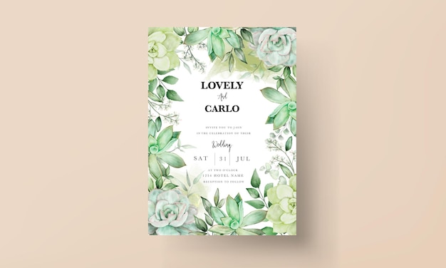 Vector elegant greenery watercolor floral wedding invitation card