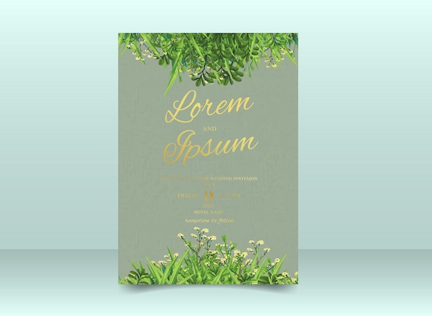 Elegant Greenery Wedding invitation card template