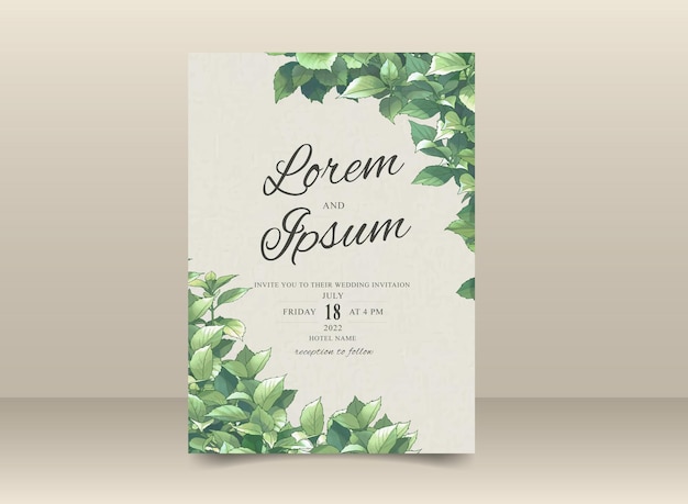 Elegant Greenery Wedding invitation card template