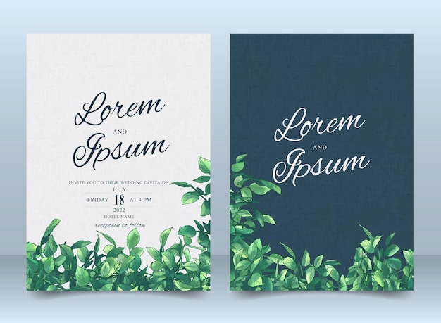 Vector elegant greenery wedding invitation card