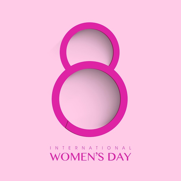 Vector elegant greeting card design with glossy paper cut number of eight for happy womens day concept