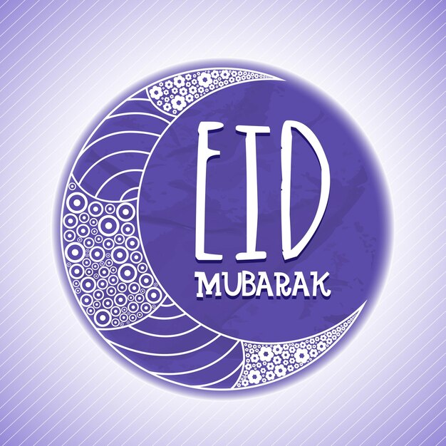 Vector elegant greeting card with creative floral crescent moon on shiny background for muslim community festival eid mubarak celebration