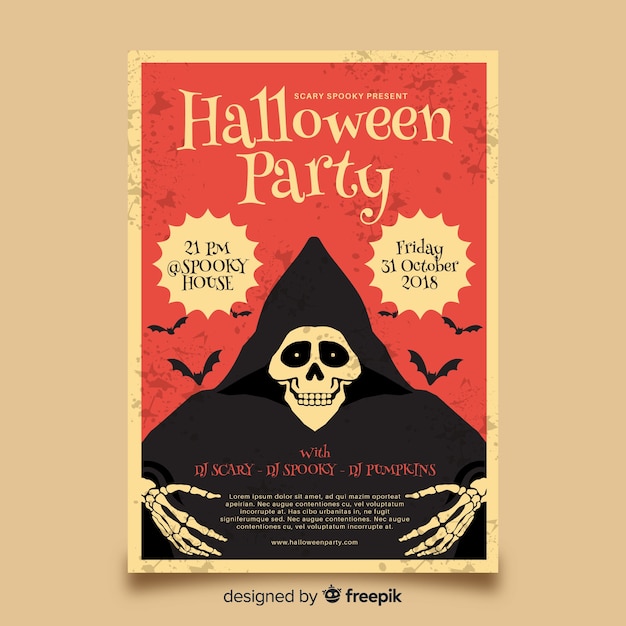 Elegant halloween party poster with vintage style