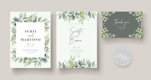 Elegant hand drawing wedding invitation floral design