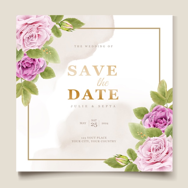 Elegant hand drawing wedding invitation floral design