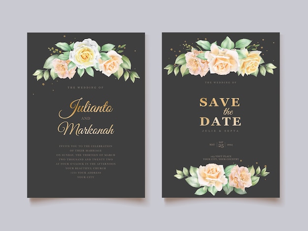 elegant hand drawing wedding invitation floral 