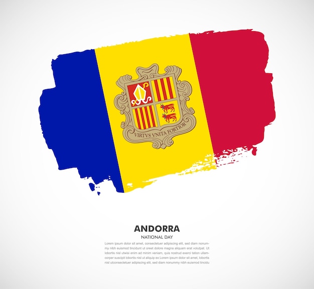 Elegant hand drawn brush flag of Andorra country on white background
