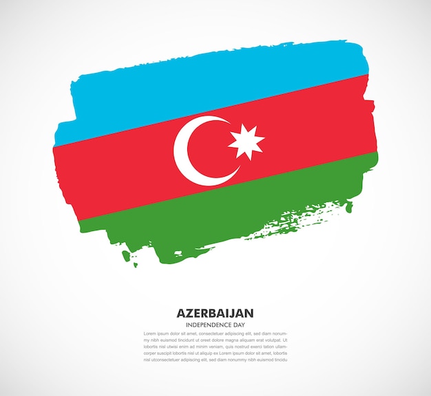 白い背景の上のアゼルバイジャン国のエレガントな手描きブラシ フラグ