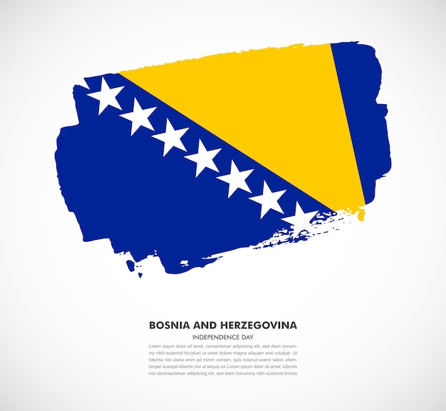 Elegante bandiera a pennello disegnata a mano del paese della bosnia ed erzegovina su sfondo bianco