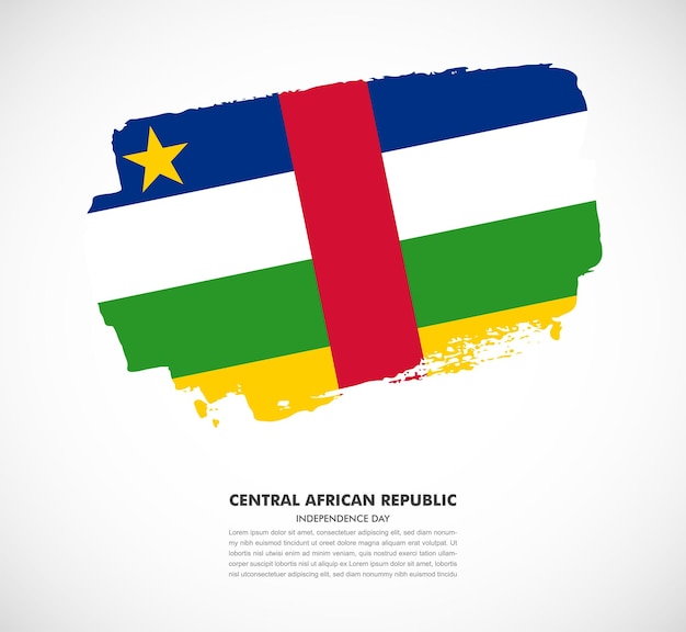 白い背景の上の中央アフリカ共和国の国のエレガントな手描きブラシ フラグ