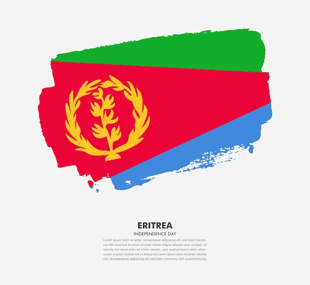 Elegante bandiera a spazzola disegnata a mano del paese dell'eritrea su sfondo bianco