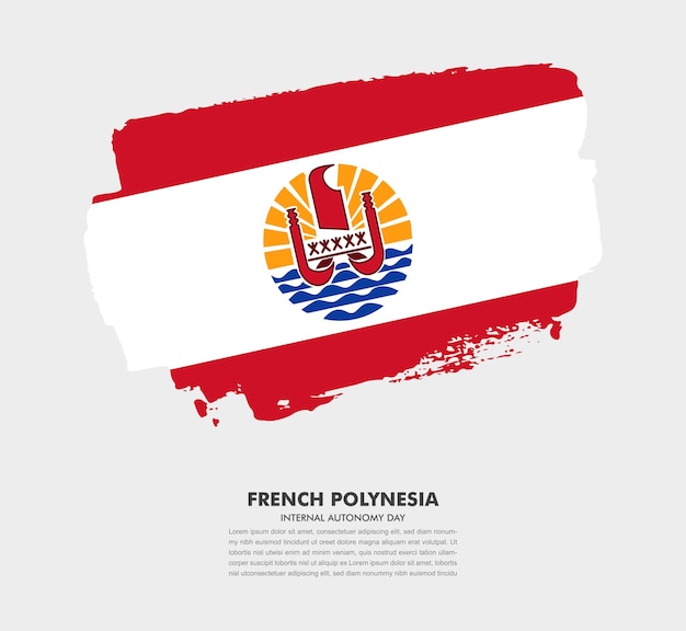 Elegant hand drawn brush flag of French Polynesia country on white background