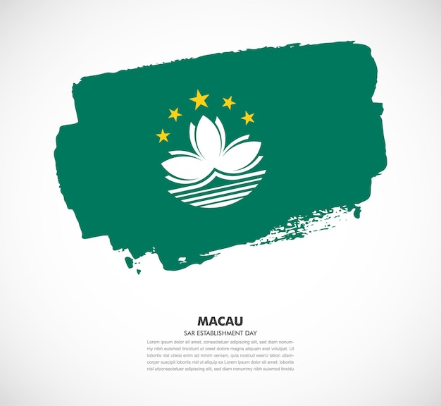 Elegant hand drawn brush flag of macau country on white background