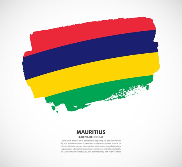 Elegant hand drawn brush flag of Mauritius country on white background