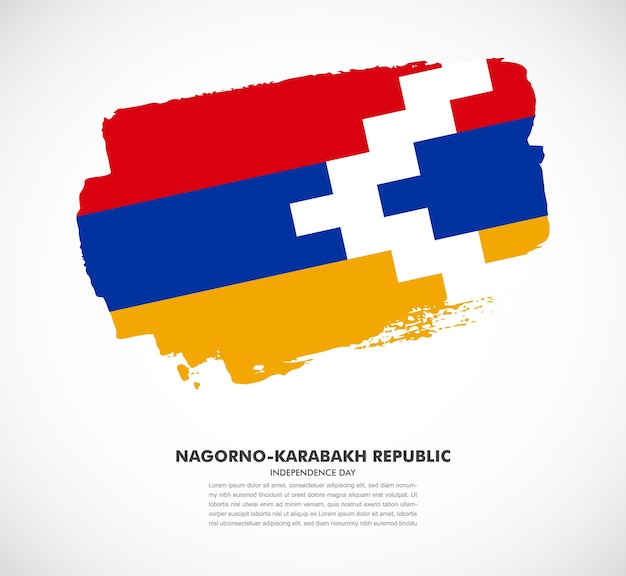 Elegant hand drawn brush flag of Nagorno-Karabakh Republic country on white background