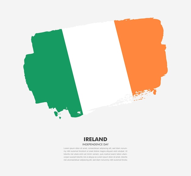 흰색 바탕에 아일랜드 국가의 우아한 손으로 그린 브러시 플래그