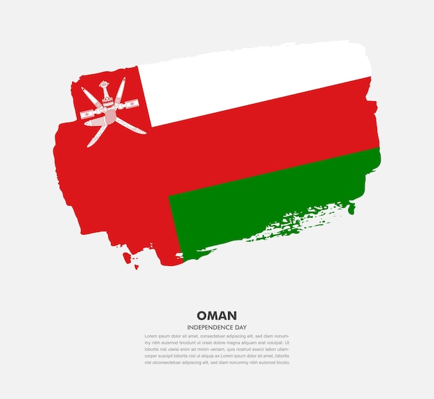 Elegant hand drawn brush flag of Oman country on white background