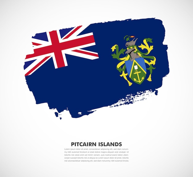 白い背景の上のピトケアン諸島国のエレガントな手描きブラシ フラグ