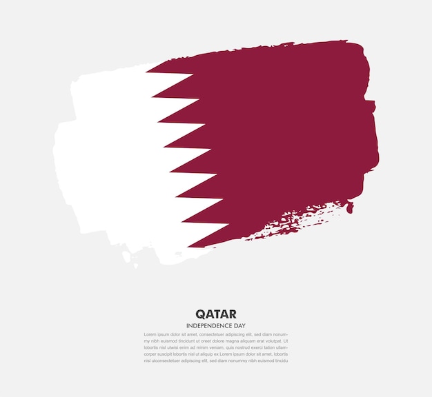 Vector elegant hand drawn brush flag of qatar country on white background