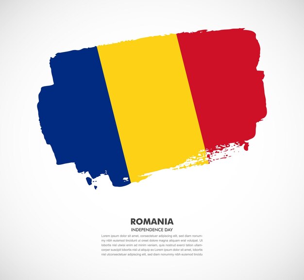 Vector elegant hand drawn brush flag of romania country on white background