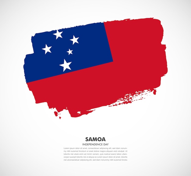 Elegant hand drawn brush flag of Samoa country on white background