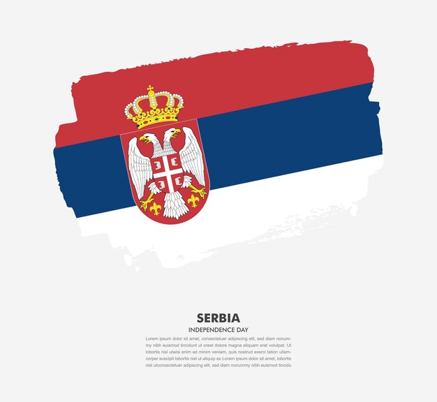 Vector elegant hand drawn brush flag of serbia country on white background