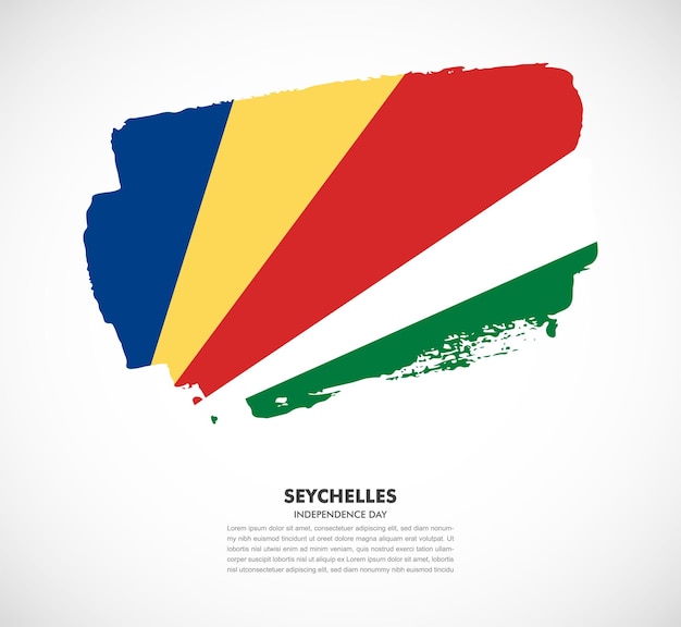Elegant hand drawn brush flag of Seychelles country on white background