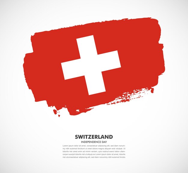 Elegant hand drawn brush flag of Switzerland country on white background