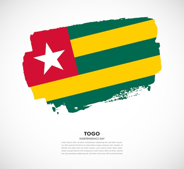 Elegant hand drawn brush flag of Togo country on white background