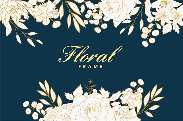 Elegante cornice floreale disegnata a mano