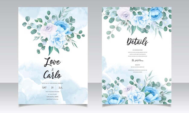 Elegant hand drawn floral wedding invitation card