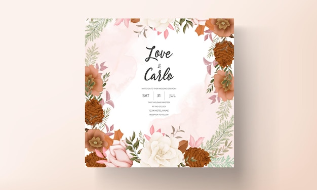 エレガントな手描きの甘い花の結婚式の招待カード