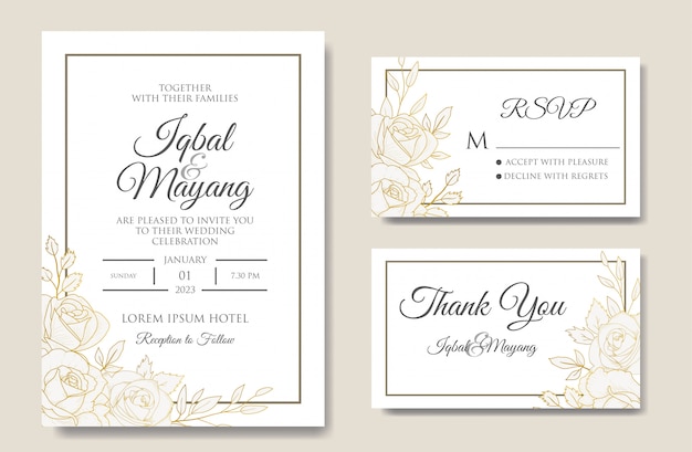 Vector elegant hand drawn wedding invitation template