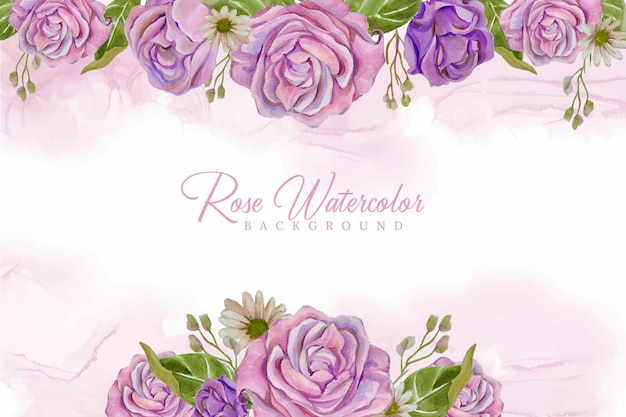 Vector elegant hand painted purple rose background frame watercolor