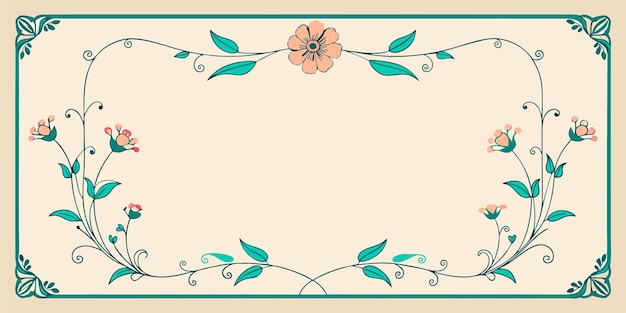 Elegant handdrawn floral frame business card template for banners invitations and cards