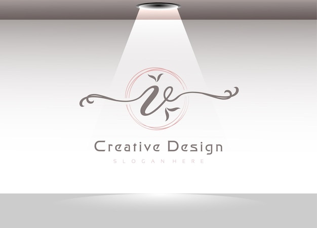 Elegant handwriting letter v logo template