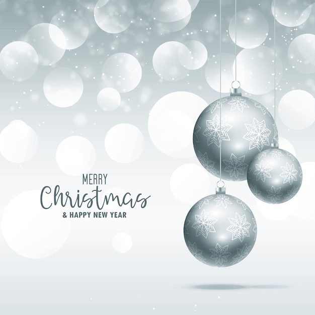 Vector elegant hanging christmas balls on glitter sparkle background