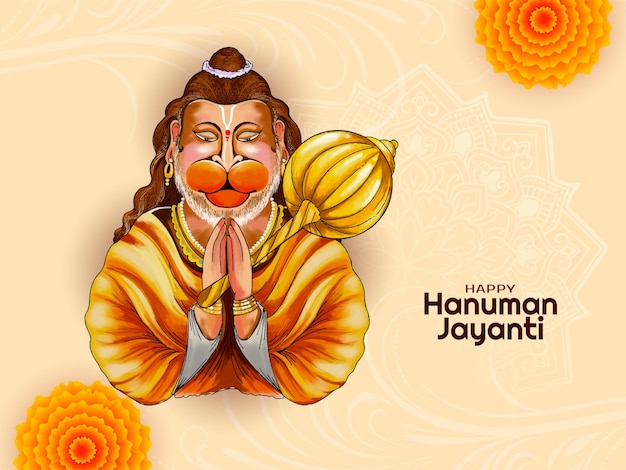 Vector elegant happy hanuman jayanti traditioneel indiase festival kaart ontwerp