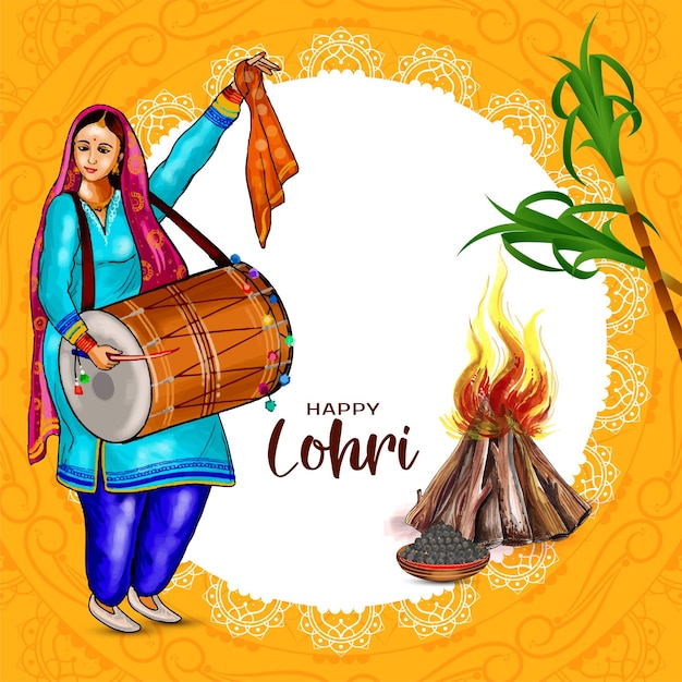 Elegant happy lohri cultural punjabi festival background design