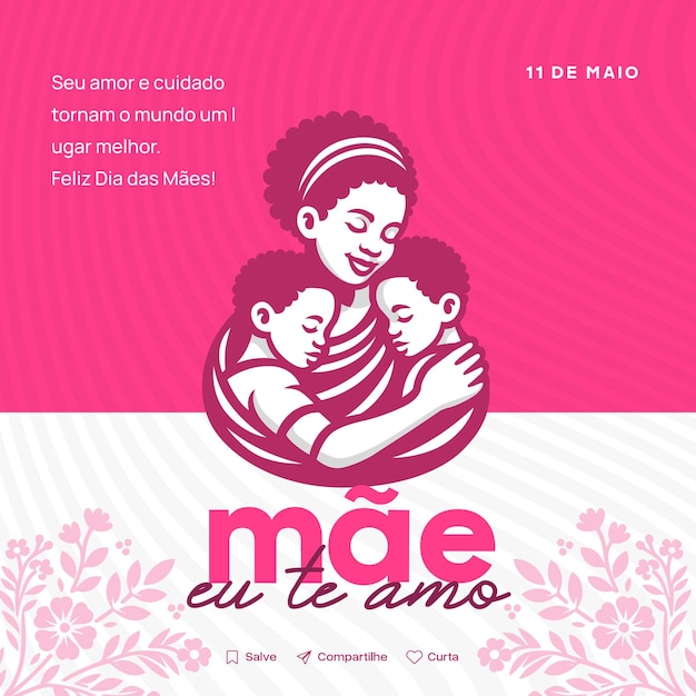 elegant happy mothers day poster Card with Pastel Tones in brazilian portuguese