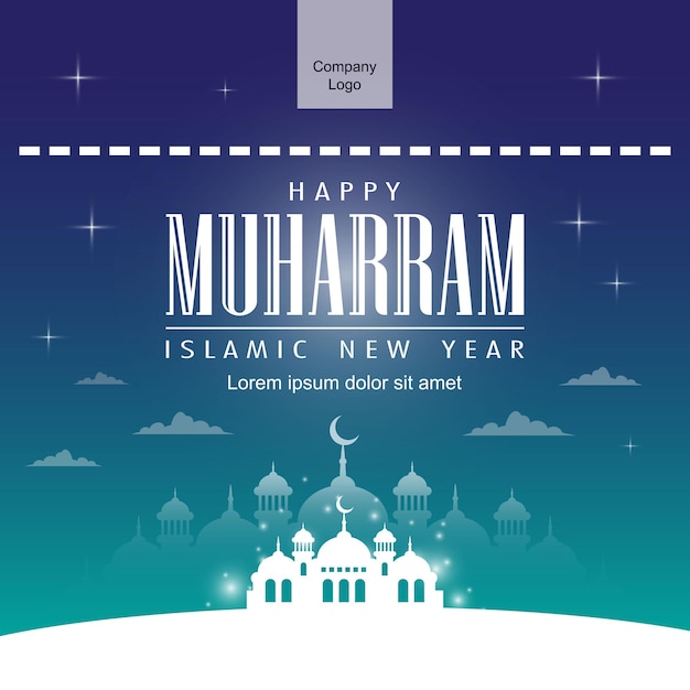 Elegant Happy Muharram Islamic New Year greeting Design