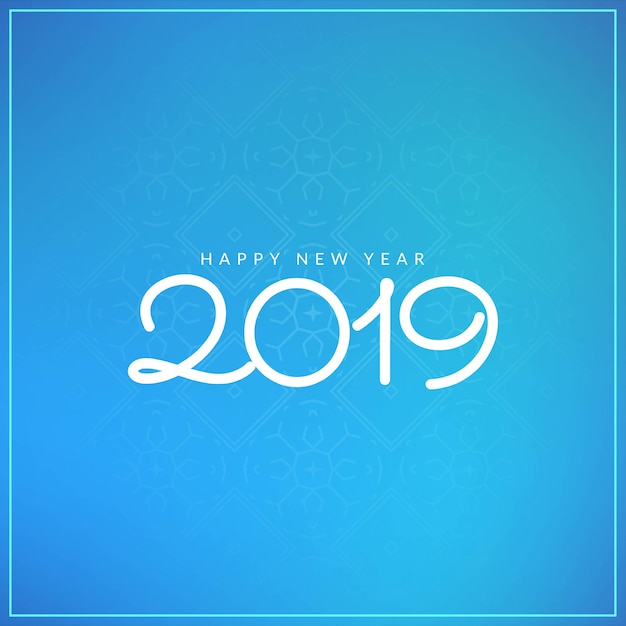 Elegant Happy New Year 2019 blue background