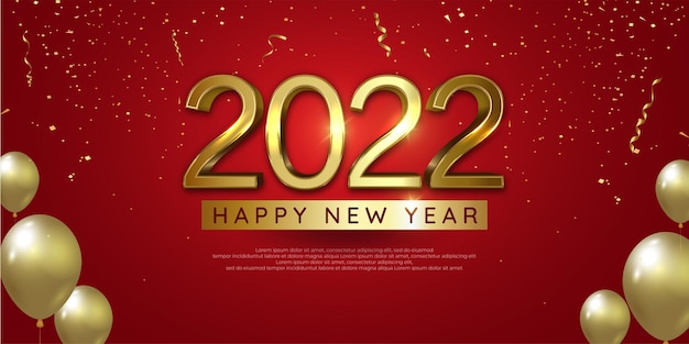 Elegant happy new year red background with golden numbers